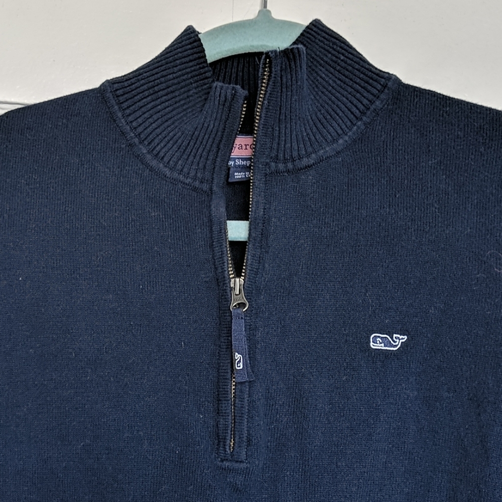 EUC navy blue vineyard vines half zip sweater
